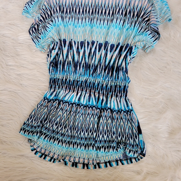 Romantic SiNi Blue Banded Hem Top Bubble Batwing - Picture 3 of 5